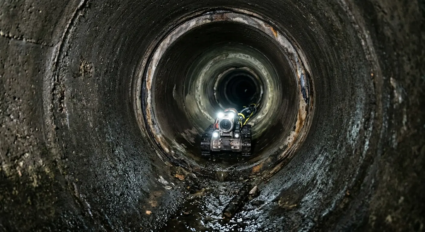 Robotic sewer camera inspecting pipe interior for Drain Snake Service in Marshfield